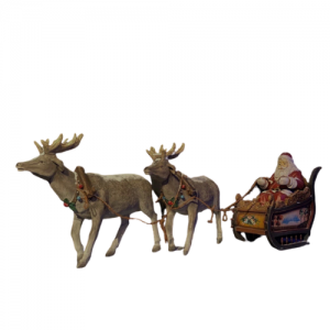 Weihnachtsmann mit Schlitten und Rentieren